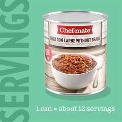 Chef-Mate Beef Chili, Canned Chili with Meat, No Beans, 6 Lb 10 Oz (#10 Can Bulk