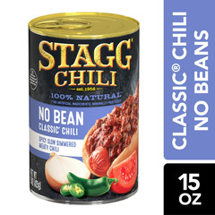 (2 pack) STAGG CLASSIC Chili No Beans Beef, Shelf Stable, 15 oz Steel Can