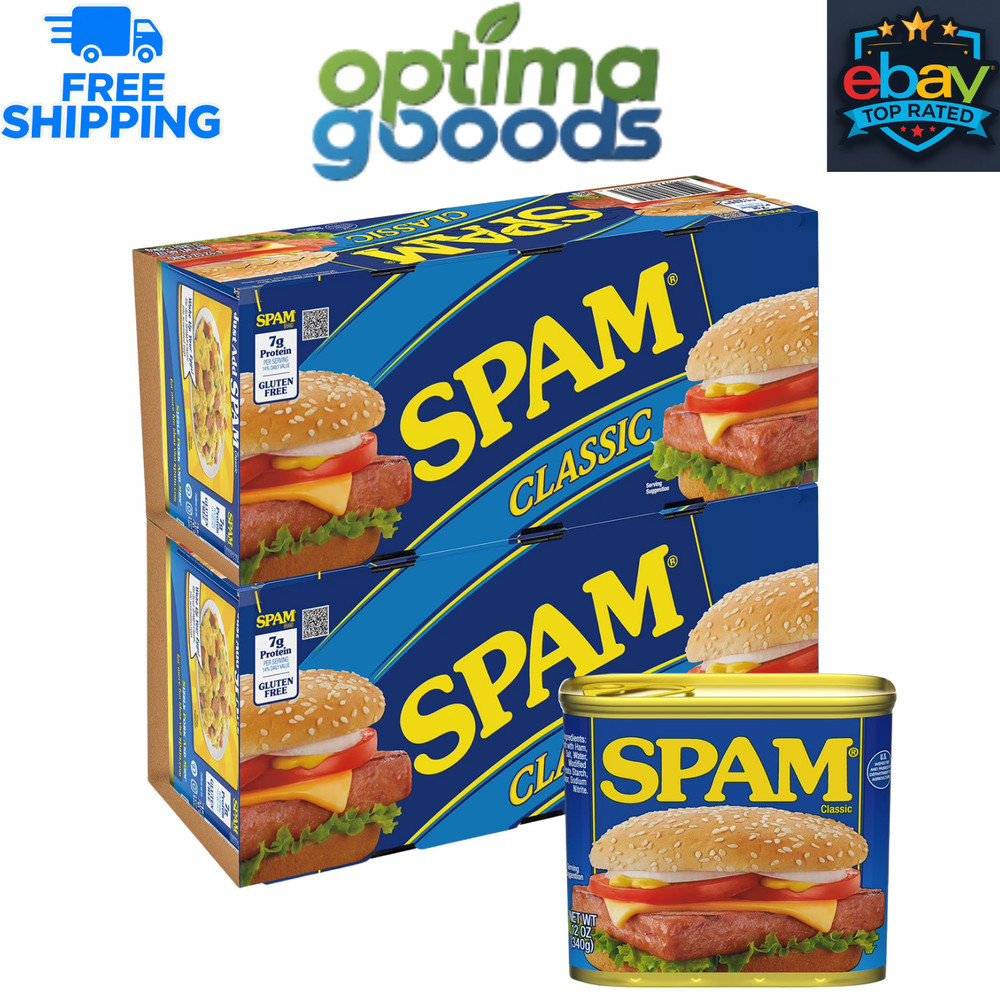 SPAM Classic 12 oz Cans (8 Pack) Canned Meat Lunch Dinner Shelf Stable Protein