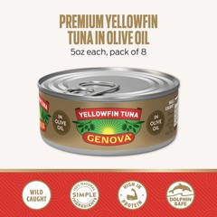 Genova Premium Yellowfin Tuna in Olive Oil, 5 Ounce Cans, 8-Pack – Nutrient Rich