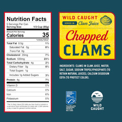 Snows Wild Caught Chopped Clams 15oz Can in Clam Juice Gluten Free 3Pack