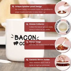 Ceramic Bacon Cooker for Microwave Oven – Splatter-Proof Design Microwave Bac…