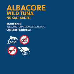 Wild Caught Albacore Tuna No Salt Added 5 oz Cans 4 Pack High Protein