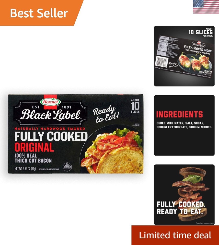 Delicious HORMEL Thick Cut Bacon – Fully Cooked, 2.52 Oz, Perfect for Any Recipe