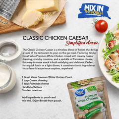 (6 Pack) Great Value Premium White Chicken 2.6 oz Pouch Fully Cooked Ready to Ea