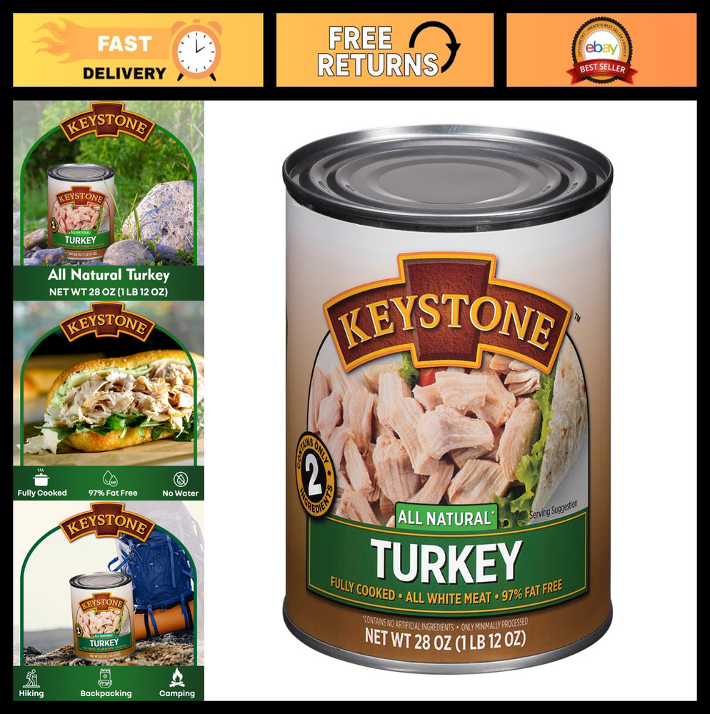All Natural Heat & Serve Canned Turkey – Fully Cooked, Gluten Free, 28 oz – Read
