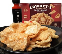Lowreys Bacon Curls | Microwave Pork Rinds | Hot & Spicy | Four 1.75-oz. Packets