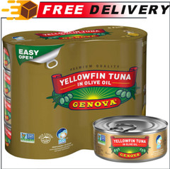Genova Premium Yellowfin Tuna in Olive Oil, Wild Caught, Solid Light, 5 Oz. Can