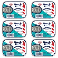 Beach Cliff Wild Caught Sardines in Soybean Oil, 3.75 Ounce (Pack of 6)