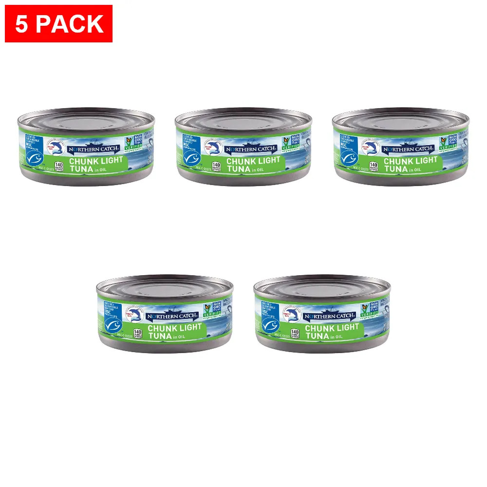 Northern Catch Chunk Light Tuna in Oil, 5 oz can – Pack of 5