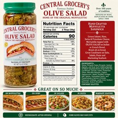 Central Grocery Olive Salad 16 oz Pack of 4, Authentic New Orleans Italian Ol…