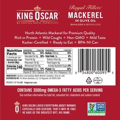King Oscar Mackerel in Olive Oil, 4.05 Ounce Can Pack of 6, Packaging May…