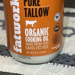 Organic Grass-Fed Beef Tallow, Non-GMO, Keto, 14 oz, Family-Raised