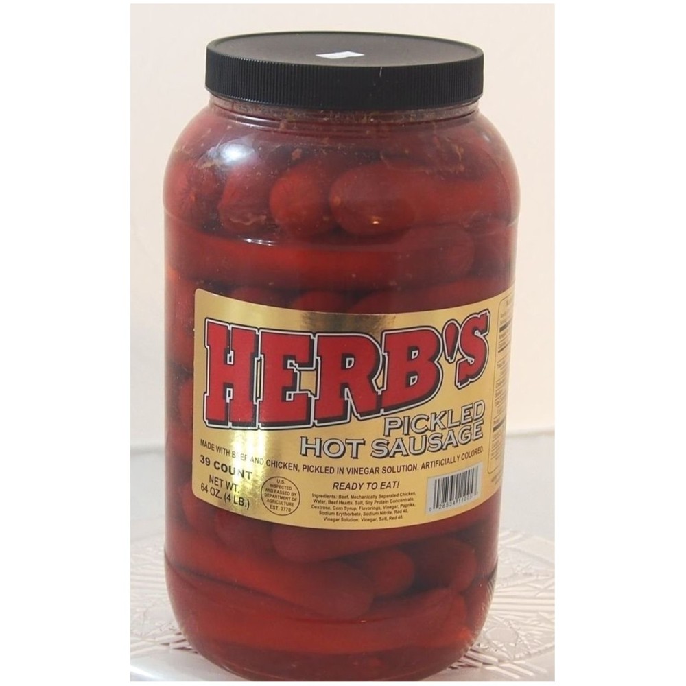 Red Hot Pickled Sausage 39 Count Jar – Beef & Chicken