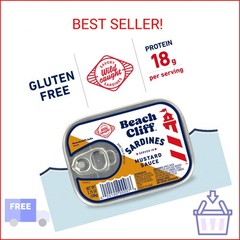 Beach Cliff Wild Caught Sardines in Mustard Sauce, 3.75 oz Can (Pack of 12) – 16