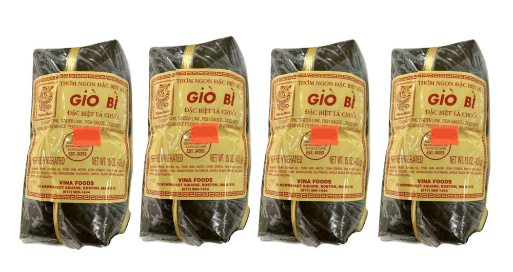 Cooked Pork Roll with Skin & Whole Peppers / Gio Bi 15 oz x 4 packs សាច់ប៉ាតេ