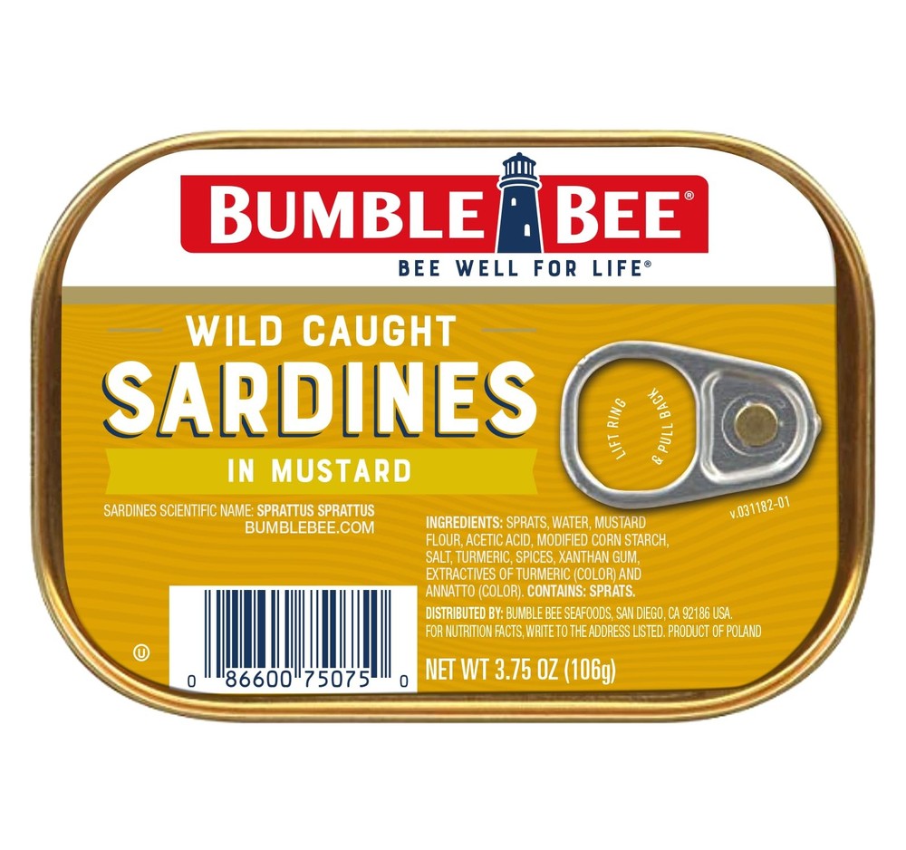 Bumble Bee Sardines in Mustard Sauce, 3.75 oz Tin Wild Caught, Gluten Free, …