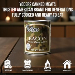 Canned Fully Cooked Bacon – Shelf Stable Meat Precooked Bacon – 10 Storage –…