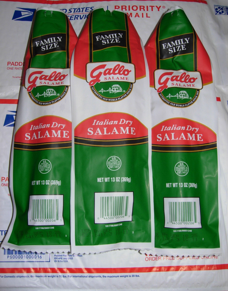 3- PACK GALLO ITALIAN SALAMI DRY SALAME “Family Size” 13 Oz Each Fast & Fresh