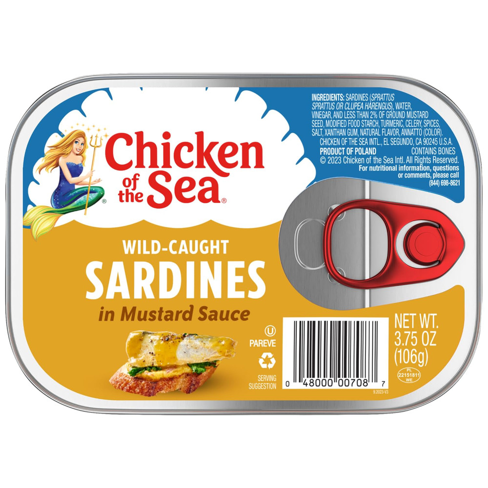 Sardines in Mustard Sauce, 3.75 Oz. Can (Pack of 1), Wild Caught Canned Sardines