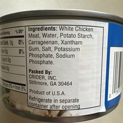 CRIDER Premium White Chicken In Water, 12.5 oz Can Lot of 6 Cans Exp JAN 2027