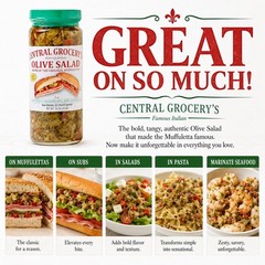 Central Grocery Olive Salad 16 oz Pack of 4, Authentic New Orleans Italian Ol…