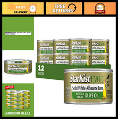 Solid White Albacore Tuna in Extra Virgin Olive Oil, 4.5 Oz, 12-Pack, High Prote