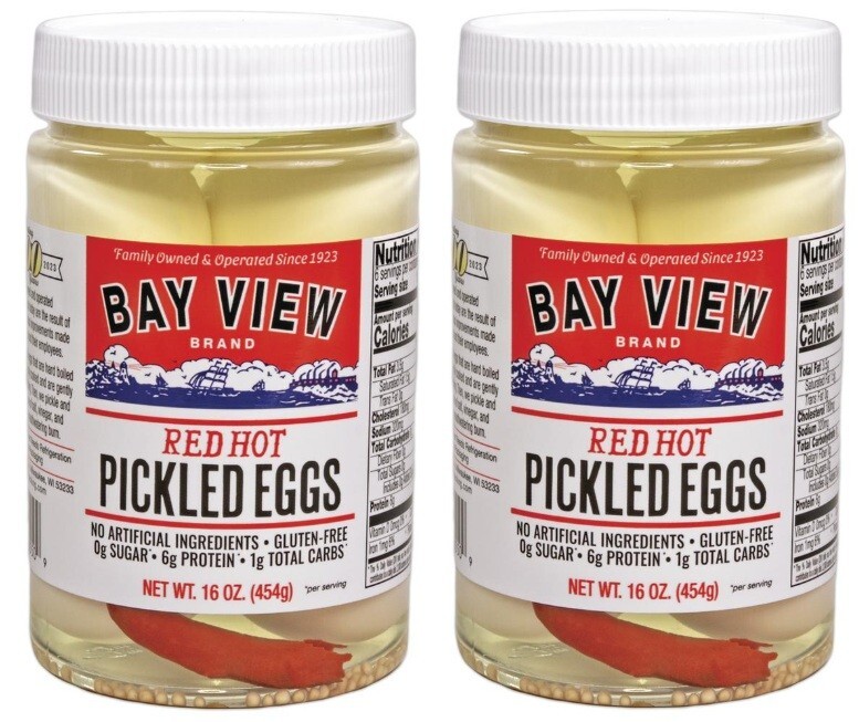 Bay View Red Hot Pickled Eggs Gluten Free, 16 oz (2 Jars)