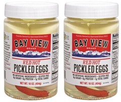 Bay View Red Hot Pickled Eggs Gluten Free, 16 oz (2 Jars)