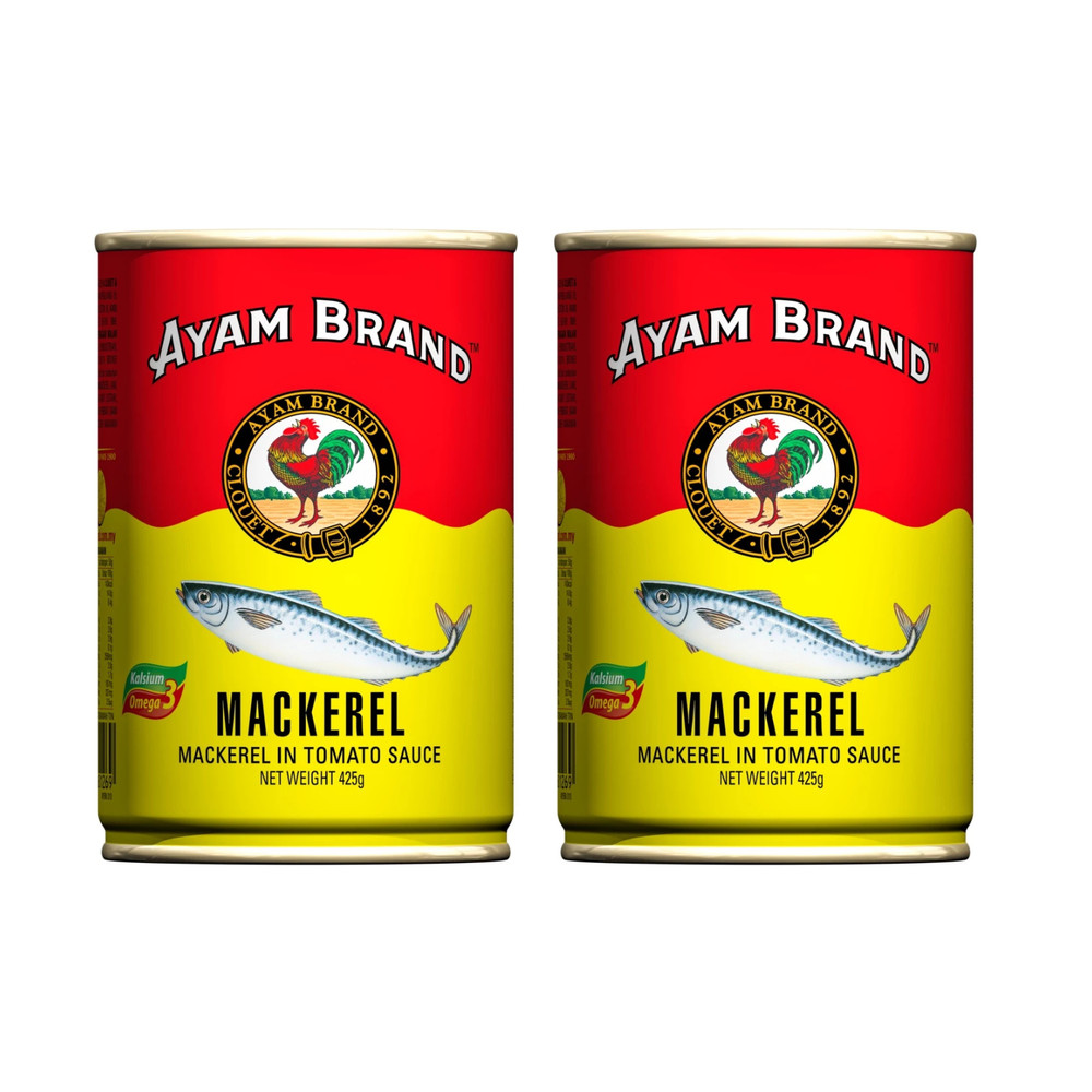 2x Ayam Brand Mackerel in Tomato Sauce 425g Convenient Ready to Eat Canned Fish