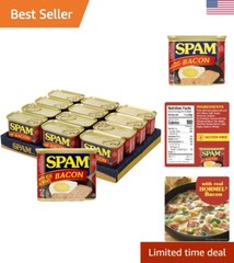 Savory Hormel Bacon Canned Meat – 12 Oz Pack of 12, Perfect for Breakfast
