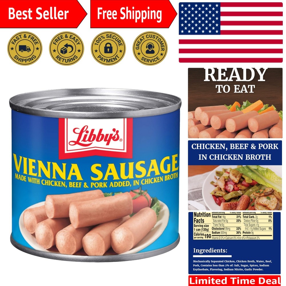 Savory Chicken Broth Vienna Sausage – 4.6 OZ Cans, 24 Pack, Perfect for Recipes