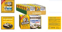 Gourmet Wild-Caught Sardines in Water, No Salt Added, 12-Pack—22g Protein