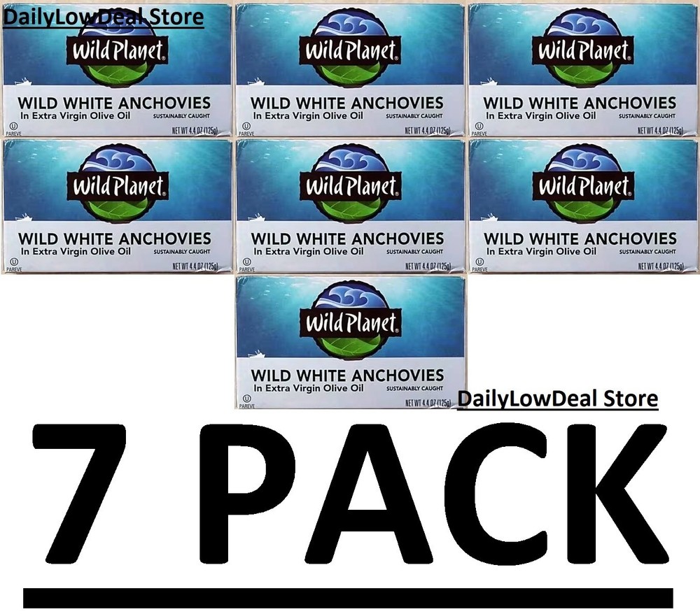 7 PACK – Wild White Anchovies In Extra Virgin Olive Oil, 4.4 oz (Total 30.8 oz)