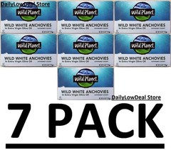 7 PACK – Wild White Anchovies In Extra Virgin Olive Oil, 4.4 oz (Total 30.8 oz)