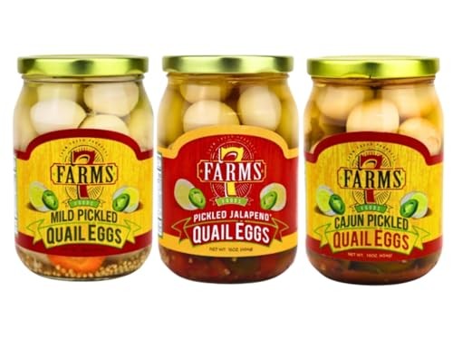 Pickled Quail Egg Variety 3 Mild Jalapeno Cajun Flavors 16 Ounce Glass Jars