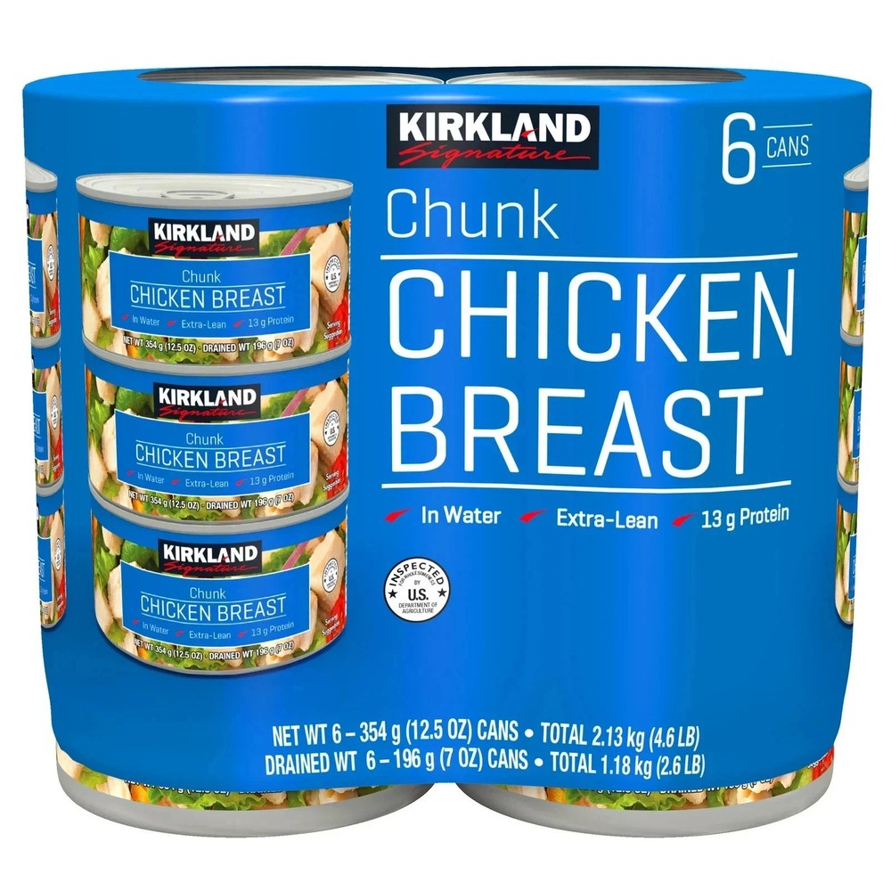 Kirkland Signature Chicken Breast 12.5 oz 6 Count Cans Ready Eat High Protein