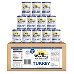 12 Cans- Werling & Sons Fully Cooked Canned Turkey Meat 14.5 Oz Heat & Eat Food