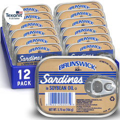 Wild Caught Sardines in Soybean Oil, 3.75 Oz Can (Pack of 12) – 14G Protein per