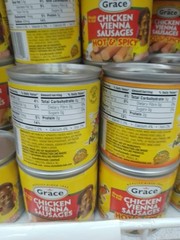 Grace Vienna Sausage Hot and Spicy and regular 4.6 oz cans (Pack of 12)