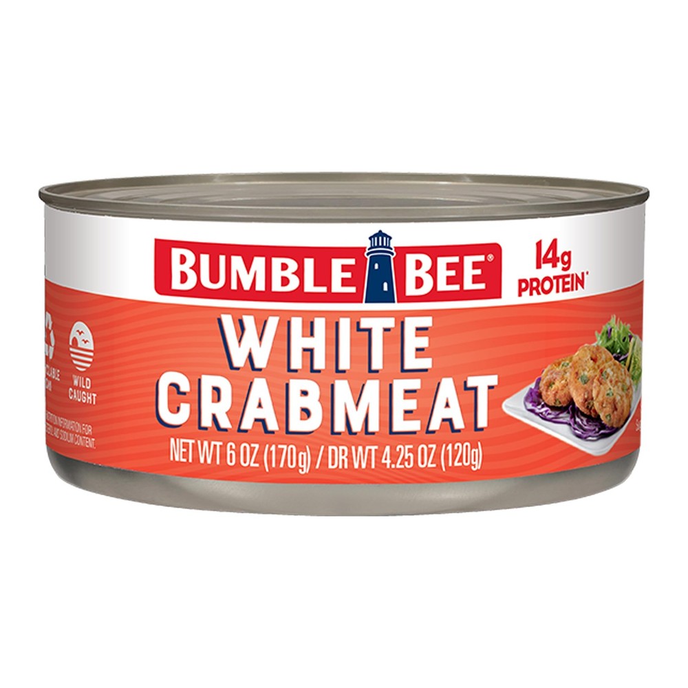 Bumble Bee White Flake Crab Meat in Water, 6 oz Can 14g Protein & 1g Carb Pe…