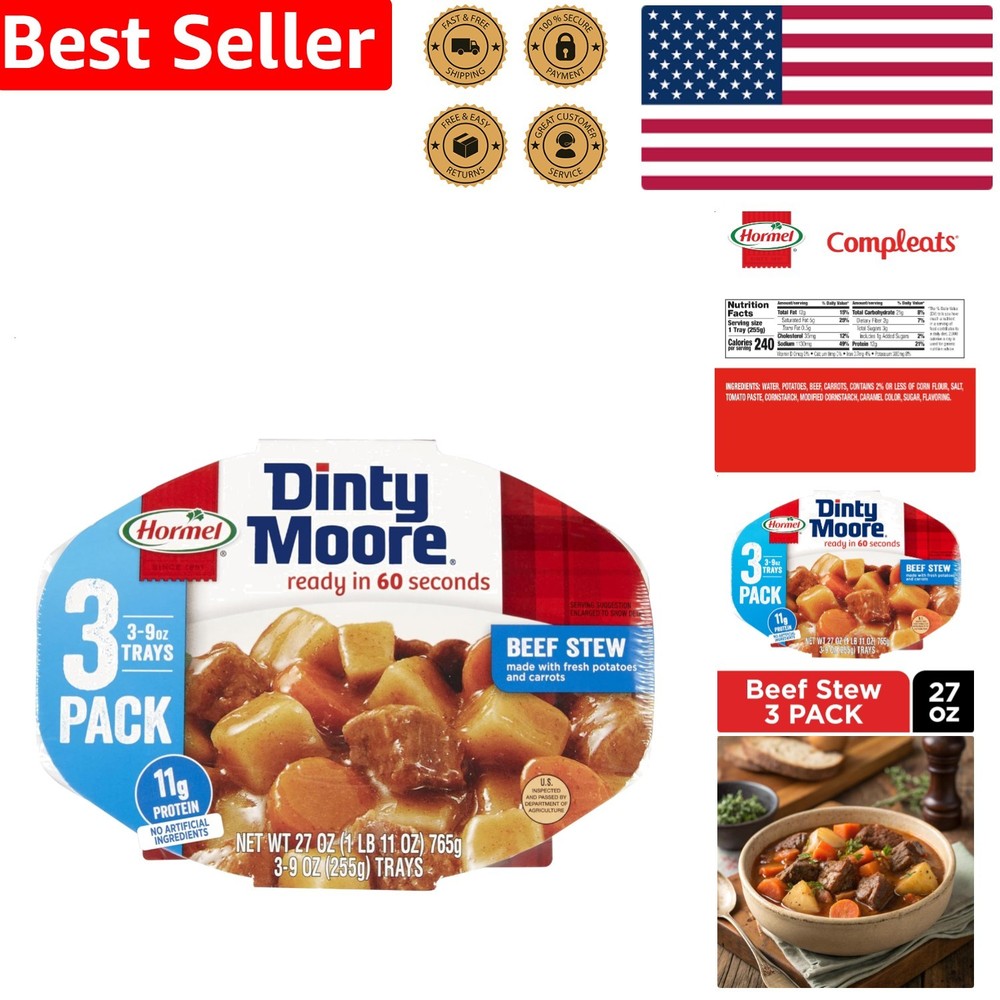 3 Pack Dinty Moore Beef Stew 9oz – Quick & Easy American Classic Gluten Free