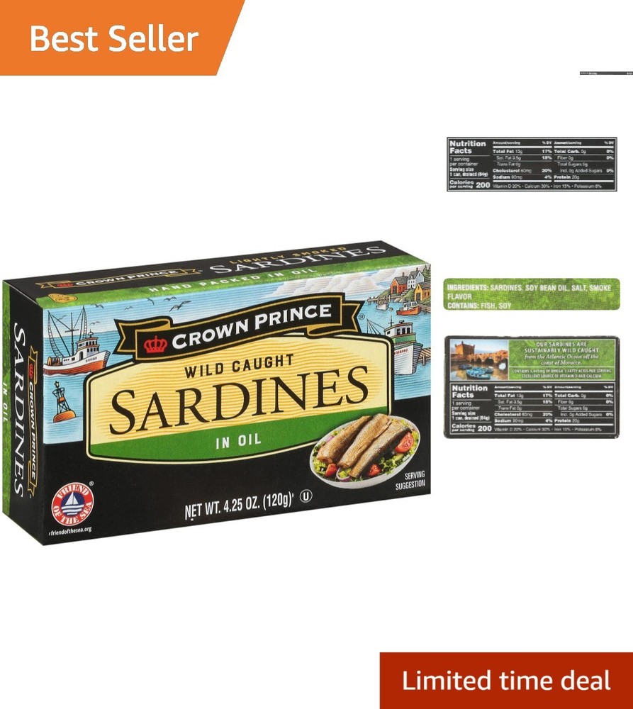 Sustainably Wild-Caught Sardines in Soybean Oil, 12-Pack, 4.25 Oz Cans