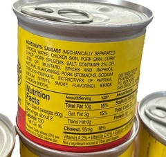 7 Cans Prairie Belt Smoked Sausages Chicken & Pork Vienna (4.6 oz each can)