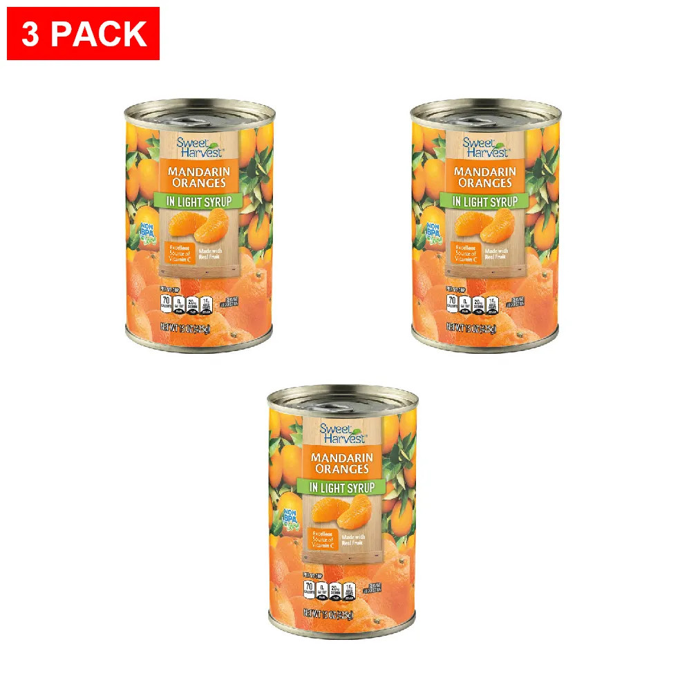 Sweet Harvest Mandarin Oranges in Light Syrup, 15 oz – Pack of 3