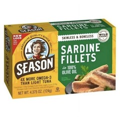 Season Skinless & Boneless Sardines in Olive Oil, 12-count, Total 52.5 oz