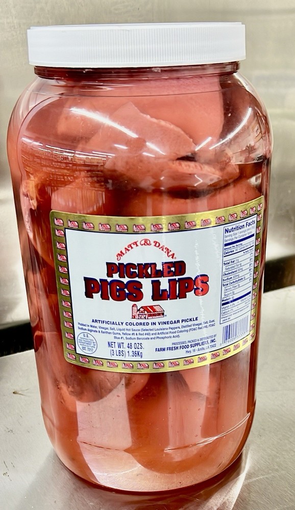 Pickled Pigs Lips 1 Gallon (48oz) Farm Fresh Food Suppliers Ready To Eat