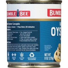 (4 Pack) Whole Canned Oysters, Shelf Stable, 8Oz Can