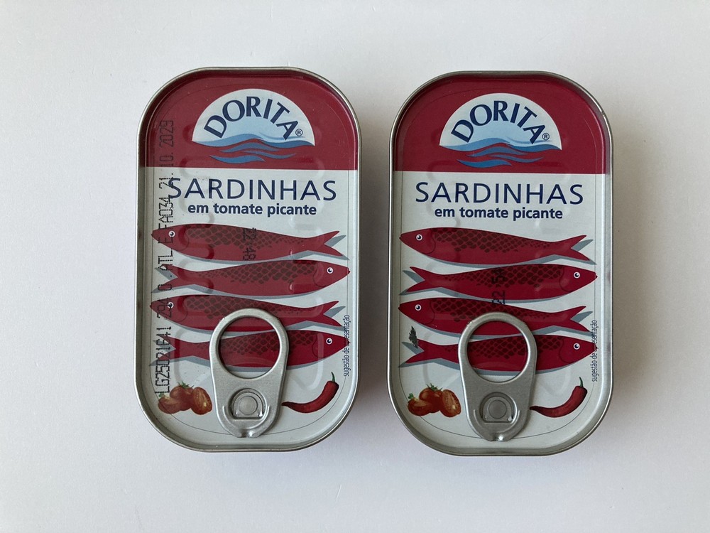2 Doritas Portugal Sardines Picante Spiced In Tomato Sauce Can Set Lot 10/2029