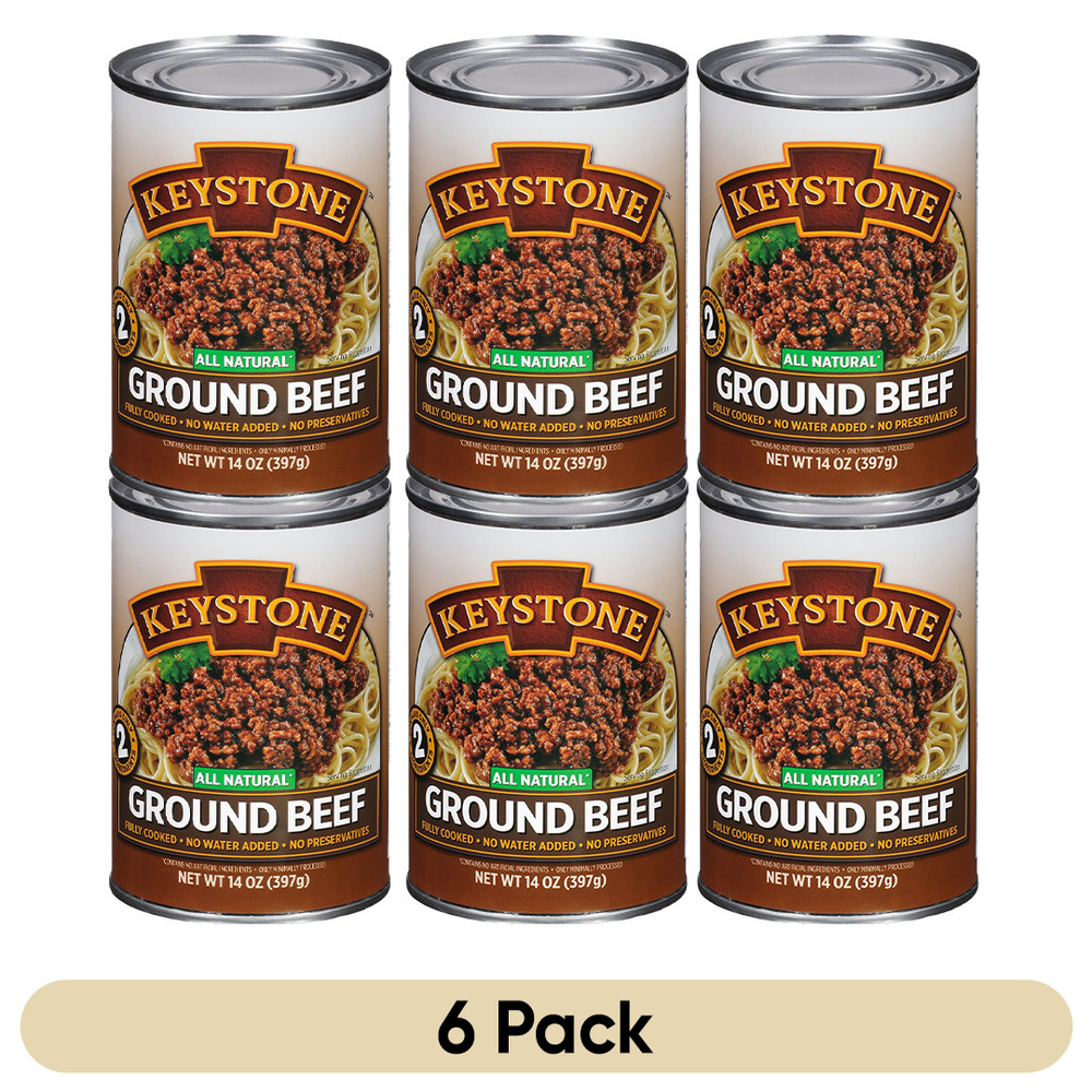 6 Canned Ground Beef USA Made Keystone Meat 14 Oz Exp 2030 Emergency Food